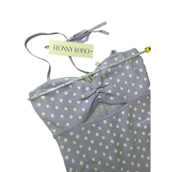 Ronny Kobo Shila Dress Womens Size S Lavender Polka Dots Mini Fit Flare Halter - Picture 4 of 11